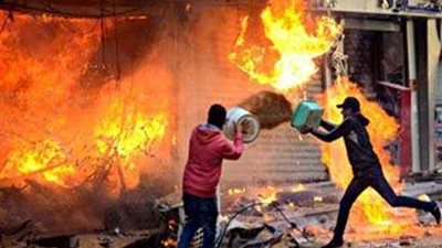 إصابة شخص في حريق هائل التهم منفذ لبيع المواد البترولية بالمنوفية