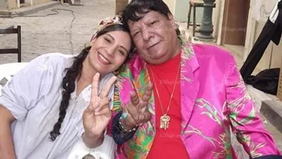 شعبان عبد الرحيم وعفاف مصطفى فى كواليس 