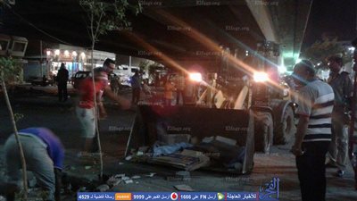 حملة ليلية مكبرة لإزالة الإشغالات أسفل الكوبري العلوي في دمياط (صور)