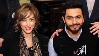 شاهد.. تامر حسني وزوجته بسمة بوسيل يحتفلان بليلة العيد 