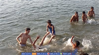 شباب القليوبية يحتفلون بأول أيام العيد في مياه النيل ببنها (صور)