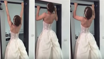 عروس تستعرض قوتها أمام العريس على طريقتها الخاصة (فيديو)