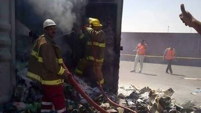 السيطرة على حريق محدود بحاوية داخل ميناء السخنة بالسويس