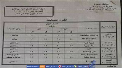ننشر جدول امتحانات نصف العام للمرحلة الإعدادية في البحيرة (صور)