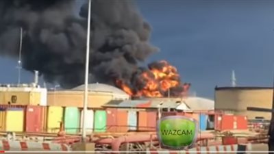 أول فيديو لحريق مصفاة النفط الرئيسية بإسرائيل