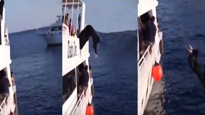 امرأة سعودية تلقي بنفسها في البحر من أعلى يخت (فيديو)
