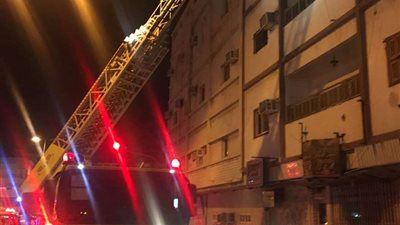 اصابة سبعة أشخاص فى حريق بعمارة سكنية بالطائف (الصور)