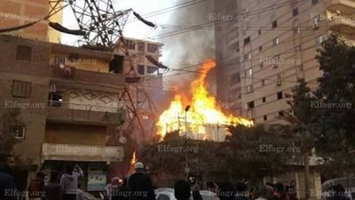 انهيار برج كهرباء بجسر السويس إثر انفجار أسطوانة غاز 