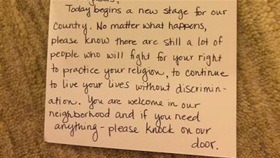 أسرة مسلمة بأمريكا تتلقى رسالة مفاجئة بعد تنصيب 