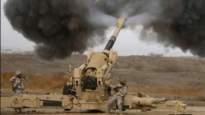 المدفعية السعودية ترمي نقاط تمركز 
