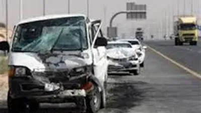 إصابة أمين شرطة ومجند في حادث تصادم سيارتين بطريق القاهرة الإسكندرية  