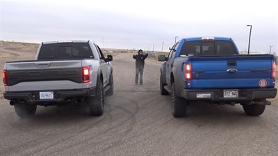 شاهد.. تحدي الربع ميل بين فورد F-150 رابتر السابقة والجيل الجديد