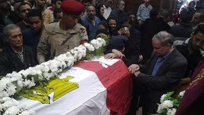 التفاصيل الكاملة للجنازة العسكرية المقامة على شهيد سيناء في الكنيسة الإنجيلية