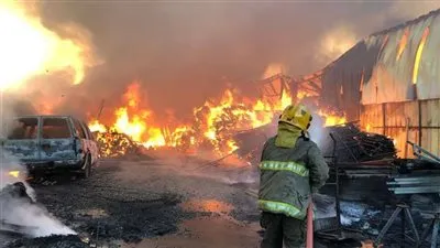 اندلاع حريق كبير في مصنع للكرتون بالمنوفية