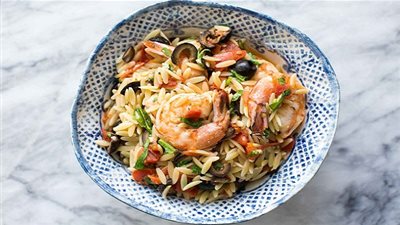 طريقة عمل مكرونة لسان العصفور بالروبيان