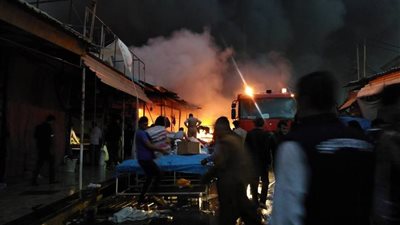 حريق ضخم بأكبر سوق تجاري في إربيل العراقية (فيديو)