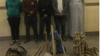 ضبط 5 أشخاص لتنقيبهم عن الآثار داخل أحد المساكن بالمعصرة