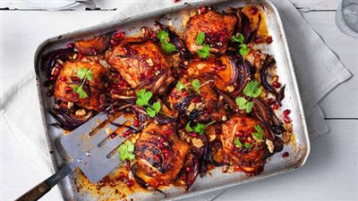 طريقة تحضير الدجاج بدبس الرمان 