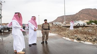 أمير المدينة يطمئن على مواطن جرف السيل مركبته (فيديو)