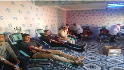 حملة للتبرع بالدم للمرضى بمشاركة رجال الشرطة ببني سويف