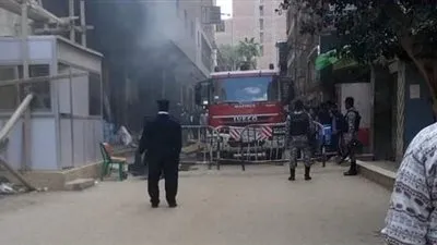 مدير الحماية المدنية ينتقل لموقع حريق مطبعة بجوار كنيسة بشارع فيصل