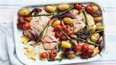 طريقة عمل صينية خضار بالسلمون المدخن