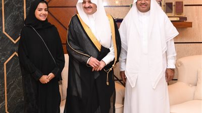 الأمير سعود بن نايف يستقبل الفائزة بالمركز الثالث في مسابقة أنتل أيسف
