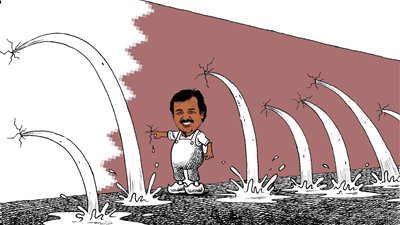 ثقوب النظام القطري (كاريكاتير)