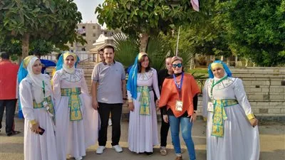 الزي الفرعوني لطالبات جامعة المنيا يخطف الأنظار بكرنفال أسبوع شباب الجامعات الثاني لمتحدي الإعاقة 
