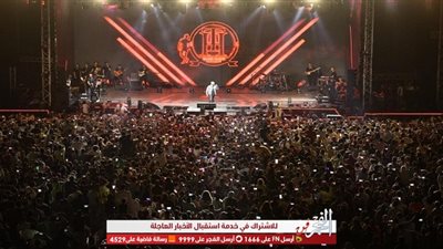 وسط جمهور غفير.. تامر حسني يبدأ حفله باستاد القاهرة على أنغام 