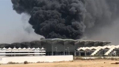 حريق بمحطة قطار الحرمين في جدة (فيديو)