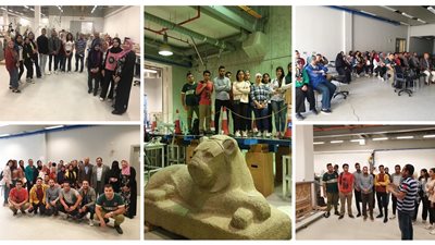 جولة لأساتذة وطلاب جامعة مصر للعلوم في المتحف المصري الكبير