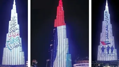 اليوم الوطني الـ48.. علم الإمارات يُزين برج خليفة 