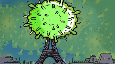 كاريكاتير.. كورونا تغزو العالم