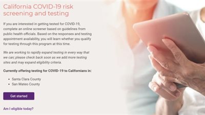 شركة Alphabet المالكة لجوجل تطلق خدمة الفحص المجاني لفيروس كورونا في كاليفورنيا