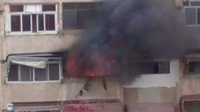 المعمل الجنائي يعاين حريق شقة المقطم 