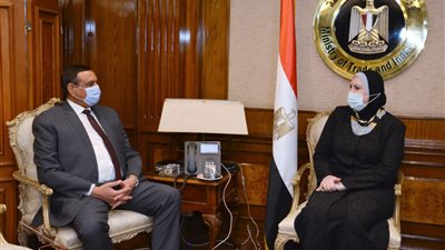 وزيرة التجارة تبحث مع محافظ البحيرة تصنيع الكمامات الطبية والقماش   