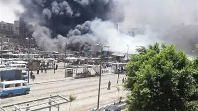 مصدر يكشف سبب حريق سوق توشكى بحلوان