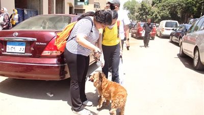 أب يستقبل ابنته وكلبها عقب خروجها من لجنة امتحان ثانوية اليوم (صور) 
