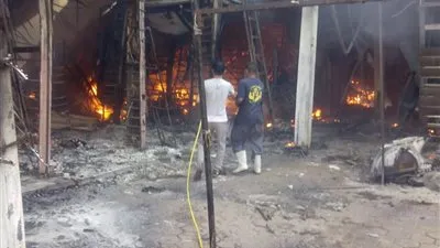 خسائر بالملايين في حريق سوق توشكى بحي حلوان