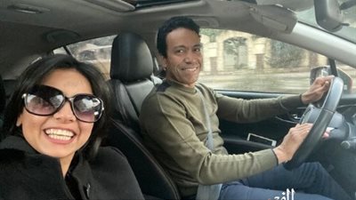 سامح حسين وسهر الصايغ فى طنطا لعرض مسرحية 