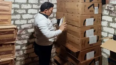 ضبط 12 ألف علبة سجائر مهربة ومجهولة ببني سويف