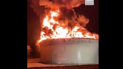 شاهد.. صواريخ المقاومة تصيب منشأة نفطية في إسرائيل 