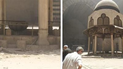 تداول صور لتساقط قطع أثرية من مدرسة السلطان حسن.. وخبير يطالب الوزارة ببيان عاجل 