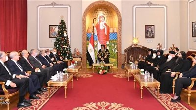 وفد من المجلس الأعلى للقضاء يهنئ البابا تواضروس بعيد الميلاد