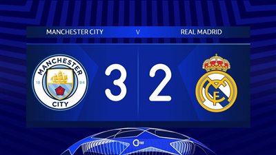 فودين يسجل الثالث لمانشستر سيتي وفينسيوس يرد بالثاني للريال