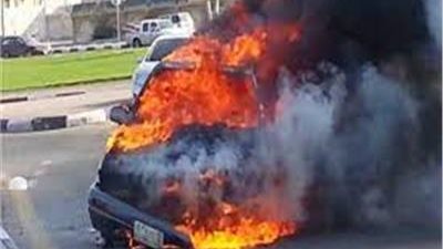  اندلاع حريق بسيارة بمدينة بورفؤاد ببورسعيد عقب انقلابها دون وفيات