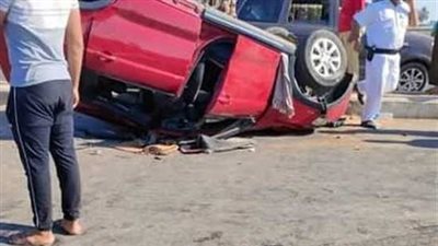 مصرع فتاة وإصابة 4 آخرين إثر انقلاب سيارة بطريق المطار ببورسعيد