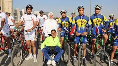 طلبة الكليات العسكرية يشاركون فى ماراثون للدراجات بالعاصمة الإدارية