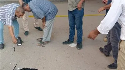 هبوط أرضي أمام مكتب بريد بهتيم بشبرا الخيمة (صور)